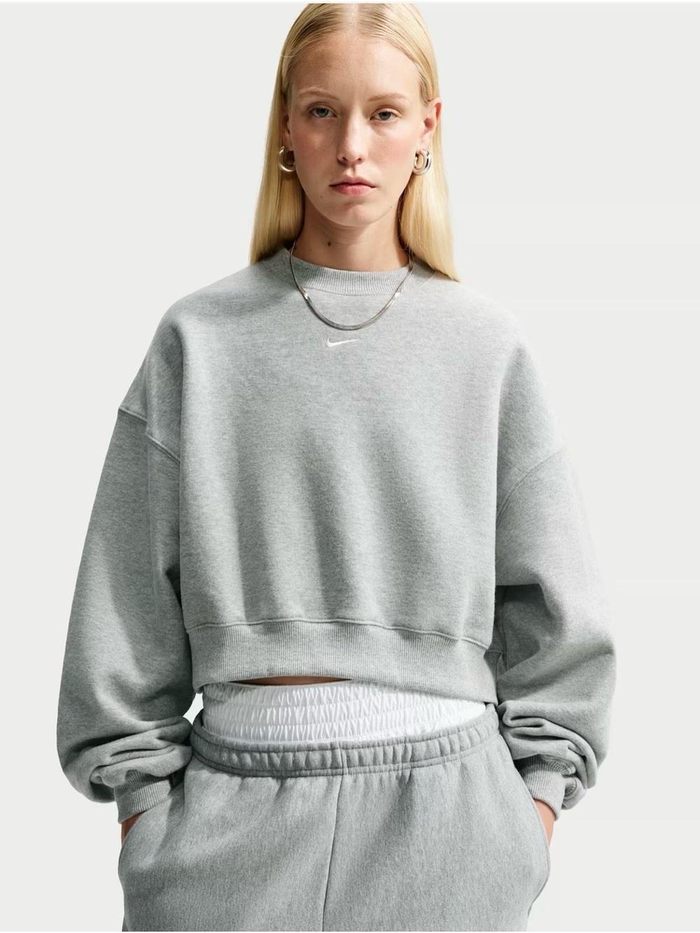 Nike Cropped Oversized Crew Sweatshirt - Picture 1 of 5
